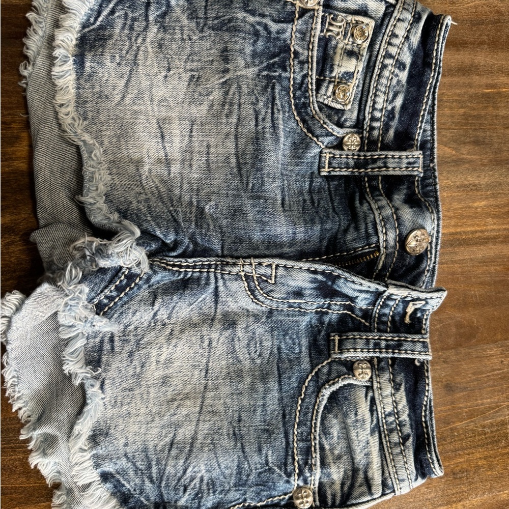 Miss Me Navy and Denim Blue Jean Shorts